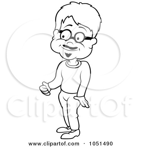 Royalty-Free Vector Clip Art Illustration of an Outline Of A Man Wearing Glasses by dero