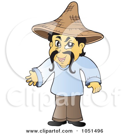 Royalty-Free Vector Clip Art Illustration of an Asian Tradesman Wearing A Hat by visekart