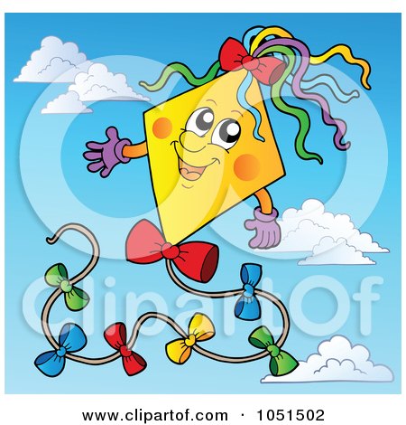 Royalty-Free Vector Clip Art Illustration of a Happy Kite In A Blue Sky by visekart