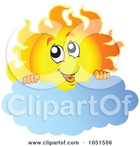 Royalty-Free Vector Clip Art Illustration of a Happy Sun Peeking Over A Cloud by visekart