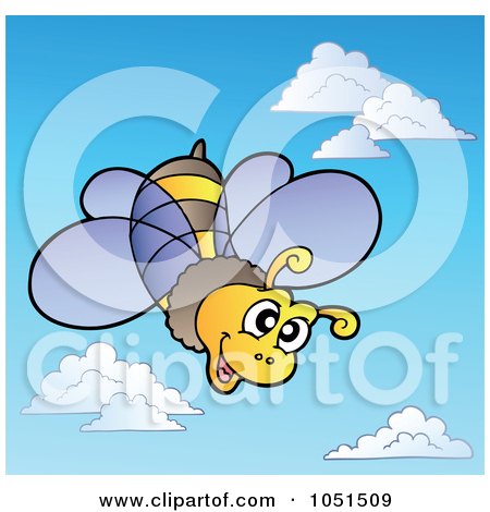 Royalty-Free Vector Clip Art Illustration of a Happy Bee Shooting Through The Sky by visekart