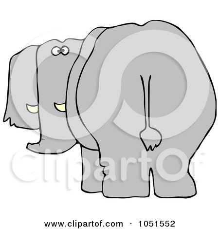Royalty-Free Vector Clip Art Illustration of a Rear View Of An Elephant Looking Back by djart