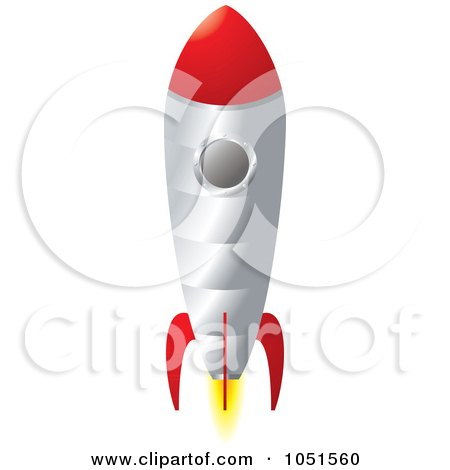 Royalty-Free Vector Clip Art Illustration of a 3d Silver And Red Rocket by michaeltravers