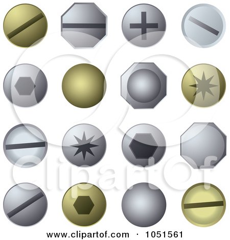 Royalty-Free Vector Clip Art Illustration of a Digital Collage Of Bolts And Screws by michaeltravers