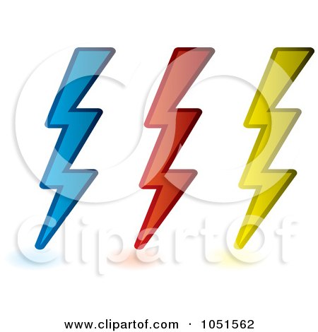 Royalty-Free Vector Clip Art Illustration of a Digital Collage Of Blue, Red And Yellow Lightning Bolts by michaeltravers