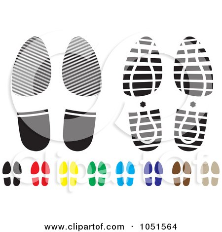 Royalty-Free Vector Clip Art Illustration of a Digital Collage Of Colorful Shoe Tracks by michaeltravers