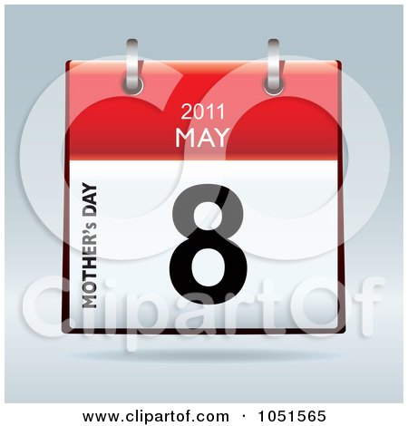 Royalty-Free Vector Clip Art Illustration of a 3d Mother's Day May 8 2011 Flip Desk Calendar by michaeltravers