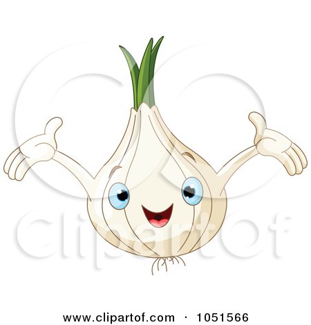 Royalty-Free Vector Clip Art Illustration of a Happy White Onion Character by Pushkin