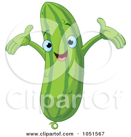 Royalty-Free Vector Clip Art Illustration of a Happy Cucumber Character by Pushkin