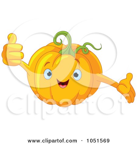 Royalty-Free Vector Clip Art Illustration of a Happy Pumpkin Character by Pushkin