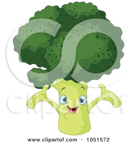 Royalty-Free Vector Clip Art Illustration of a Happy Broccoli Character by Pushkin