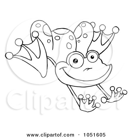 Royalty-Free Vector Clip Art Illustration of an Outline Of A Leaping Frog by Hit Toon