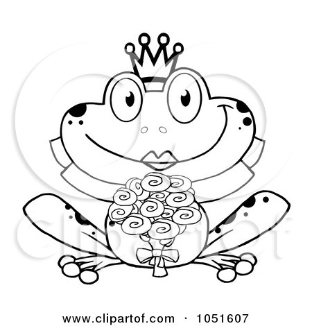 Royalty-Free Vector Clip Art Illustration of an Outline Of A Frog Bride by Hit Toon