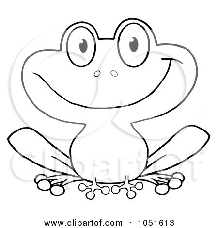 Royalty-Free Vector Clip Art Illustration of an Outlined Smiling Frog by Hit Toon