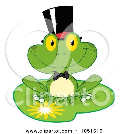 Royalty-Free Vector Clip Art Illustration of a Frog Groom On A Lilypad by Hit Toon