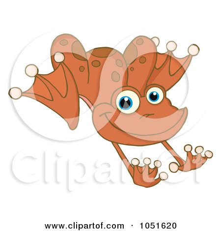 Royalty-Free Vector Clip Art Illustration of a Leaping Orange Frog by Hit Toon