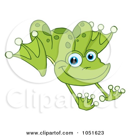Royalty-Free Vector Clip Art Illustration of a Leaping Green Frog by Hit Toon