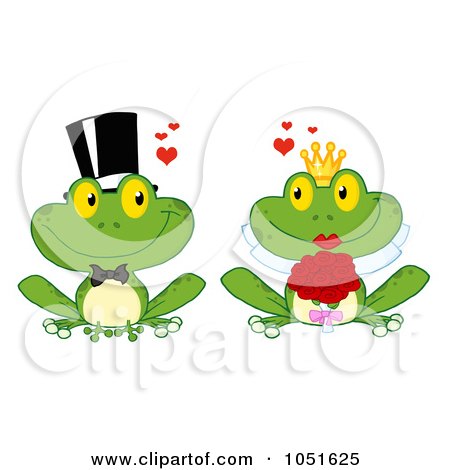 Royalty-Free Vector Clip Art Illustration of a Frog Bride And Groom by Hit Toon