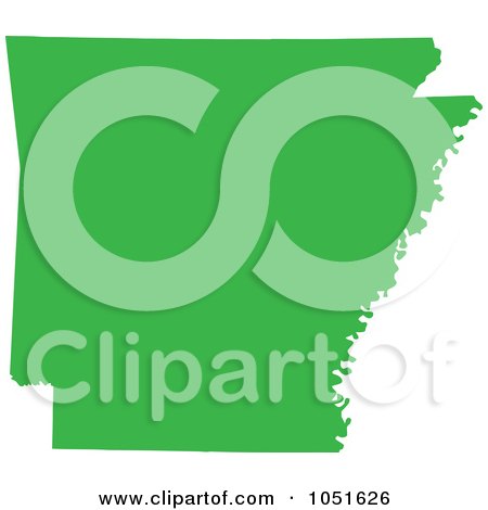 Royalty-Free Vector Clip Art Illustration of a Green Silhouetted Shape Of The State Of Arkansas, United States by Jamers