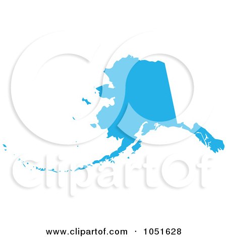 Royalty-Free Vector Clip Art Illustration of a Blue Silhouetted Shape Of The State Of Alaska, United States by Jamers
