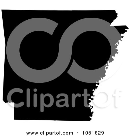 Royalty-Free Vector Clip Art Illustration of a Black Silhouetted Shape Of The State Of Arkansas, United States by Jamers