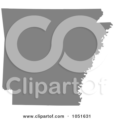 Royalty-Free Vector Clip Art Illustration of a Gray Silhouetted Shape Of The State Of Arkansas, United States by Jamers