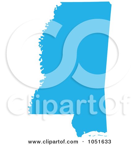 Royalty-Free Vector Clip Art Illustration of a Blue Silhouetted Shape Of The State Of Mississippi, United States by Jamers