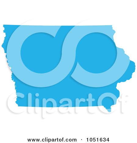 Royalty-Free Vector Clip Art Illustration of a Blue Silhouetted Shape Of The State Of Iowa, United States by Jamers