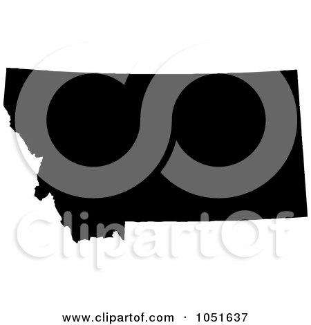 Royalty-Free Vector Clip Art Illustration of a Black Silhouetted Shape Of The State Of Montana, United States by Jamers