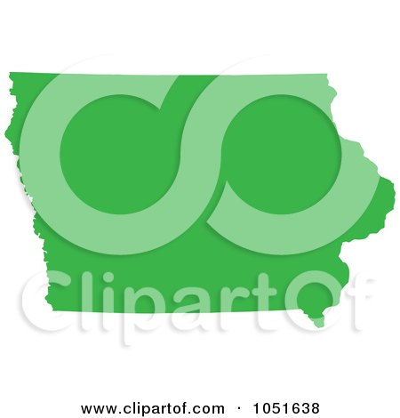 Royalty-Free Vector Clip Art Illustration of a Green Silhouetted Shape Of The State Of Iowa, United States by Jamers