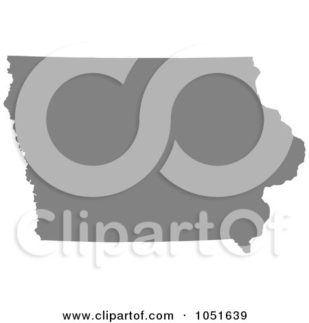 Royalty-Free Vector Clip Art Illustration of a Gray Silhouetted Shape Of The State Of Iowa, United States by Jamers