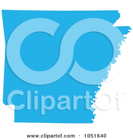 Royalty-Free Vector Clip Art Illustration of a Blue Silhouetted Shape Of The State Of Arkansas, United States by Jamers
