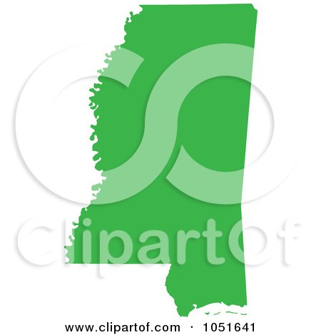 Royalty-Free Vector Clip Art Illustration of a Green Silhouetted Shape Of The State Of Mississippi, United States by Jamers
