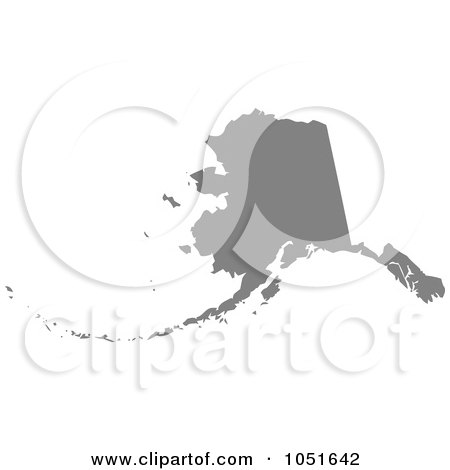 Royalty-Free Vector Clip Art Illustration of a Gray Silhouetted Shape Of The State Of Alaska, United States by Jamers