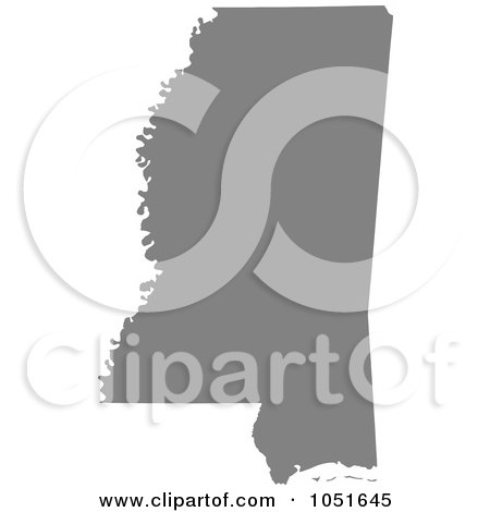 Royalty-Free Vector Clip Art Illustration of a Gray Silhouetted Shape Of The State Of Mississippi, United States by Jamers