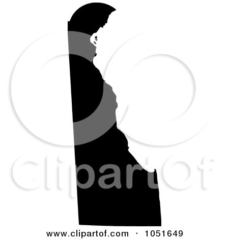 Royalty-Free Vector Clip Art Illustration of a Black Silhouetted Shape Of The State Of Delaware, United States by Jamers
