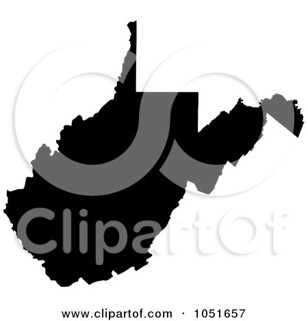 Royalty-Free Vector Clip Art Illustration of a Black Silhouetted Shape Of The State Of West Virginia, United States by Jamers