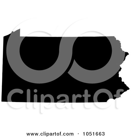 Royalty-Free Vector Clip Art Illustration of a Black Silhouetted Shape Of The State Of Pennsylvania, United States by Jamers