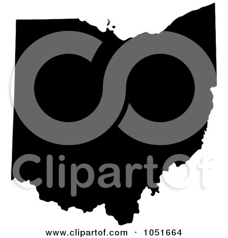 Royalty-Free Vector Clip Art Illustration of a Black Silhouetted Shape Of The State Of Ohio, United States by Jamers