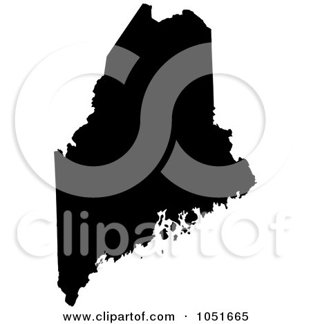 Royalty-Free Vector Clip Art Illustration of a Black Silhouetted Shape Of The State Of Maine, United States by Jamers
