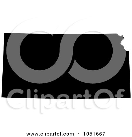 Royalty-Free Vector Clip Art Illustration of a Black Silhouetted Shape Of The State Of Kansas, United States by Jamers