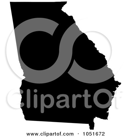 Royalty-Free Vector Clip Art Illustration of a Black Silhouetted Shape Of The State Of Georgia, United States by Jamers
