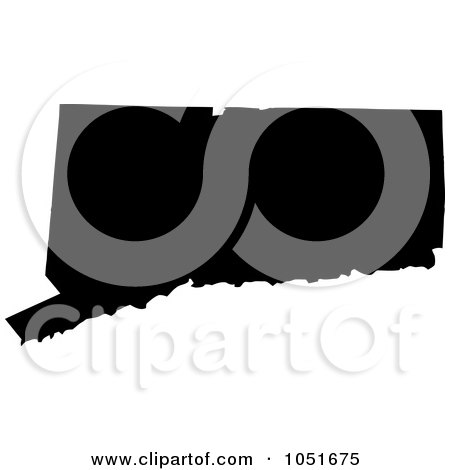 Royalty-Free Vector Clip Art Illustration of a Black Silhouetted Shape Of The State Of Connecticut, United States by Jamers
