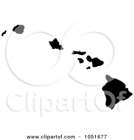 Royalty-Free Vector Clip Art Illustration of a Black Silhouetted Shape Of The State Of Hawaii, United States by Jamers