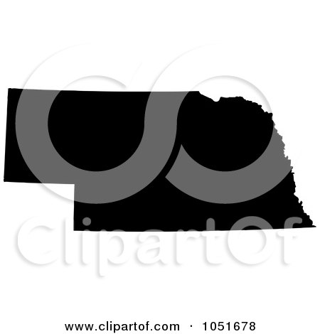 Royalty-Free Vector Clip Art Illustration of a Black Silhouetted Shape Of The State Of Nebraska, United States by Jamers
