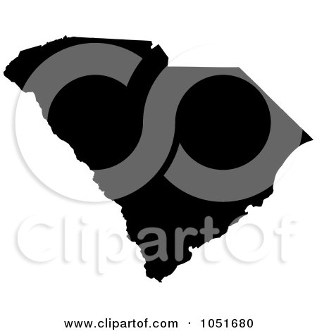 Royalty-Free Vector Clip Art Illustration of a Black Silhouetted Shape Of The State Of South Carolina, United States by Jamers