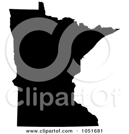 Royalty-Free Vector Clip Art Illustration of a Black Silhouetted Shape Of The State Of Minnesota, United States by Jamers