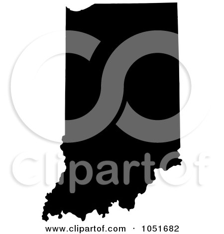 Royalty-Free Vector Clip Art Illustration of a Black Silhouetted Shape Of The State Of Indiana, United States by Jamers
