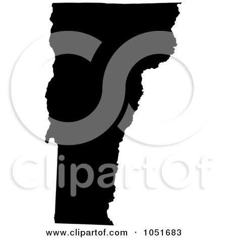 Royalty-Free Vector Clip Art Illustration of a Black Silhouetted Shape Of The State Of Vermont, United States by Jamers