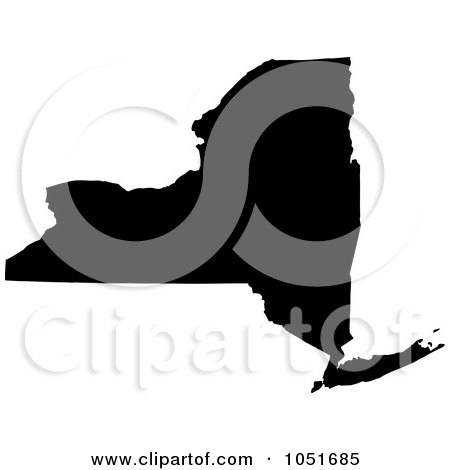 Royalty-Free Vector Clip Art Illustration of a Black Silhouetted Shape Of The State Of New York, United States by Jamers